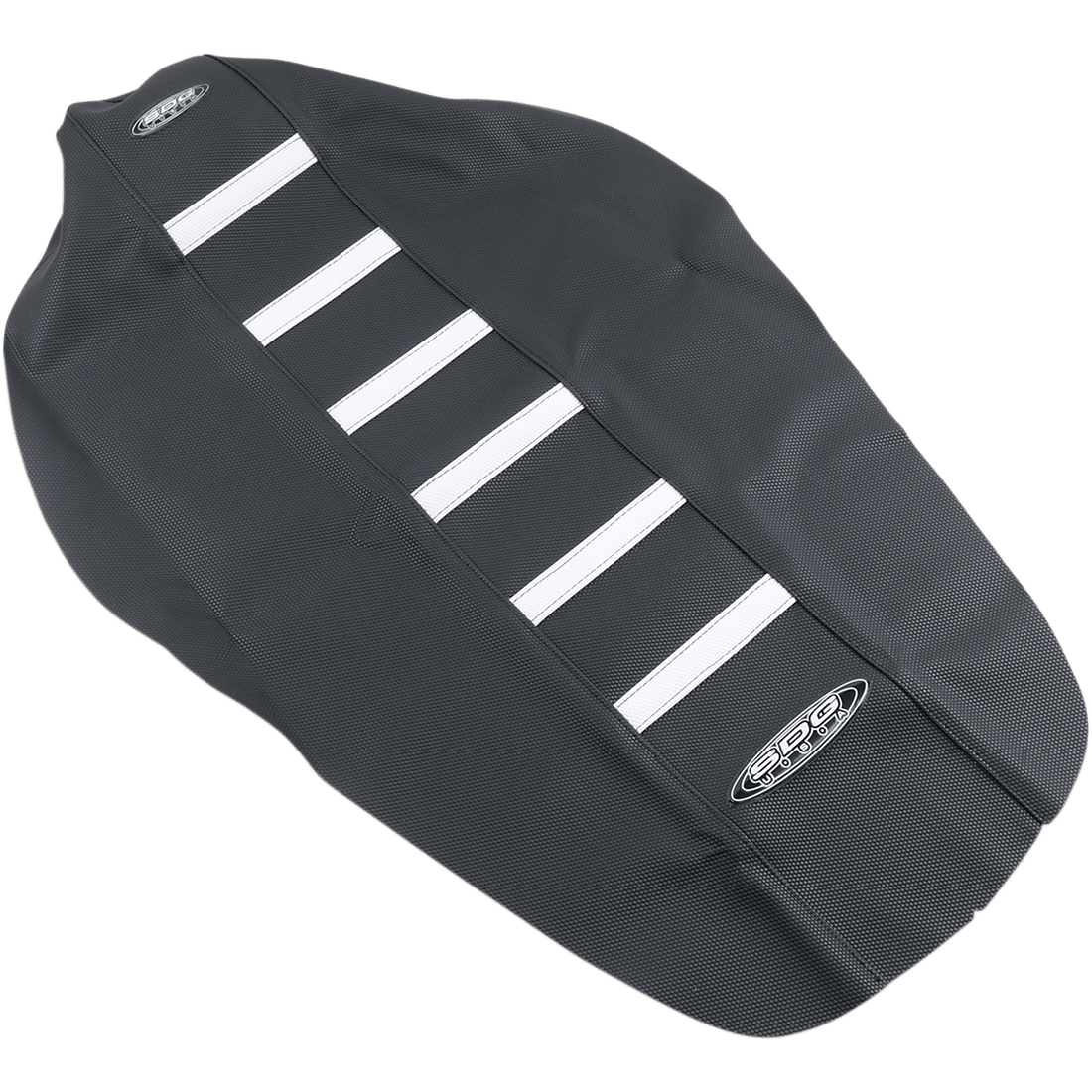 SDG 6-Ribbed Seat Cover White Ribs/Black Top/Black Sides