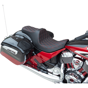 DRAG SPECIALTIES Predator III Seat Forward Positioning Double Diamond Red Stitching Indian '14-'22