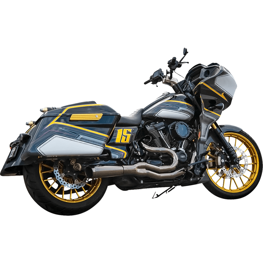 BASSANI XHAUST Road Rage II 2-into-1 Mid-Length Exhaust System Mercury Black Chrome