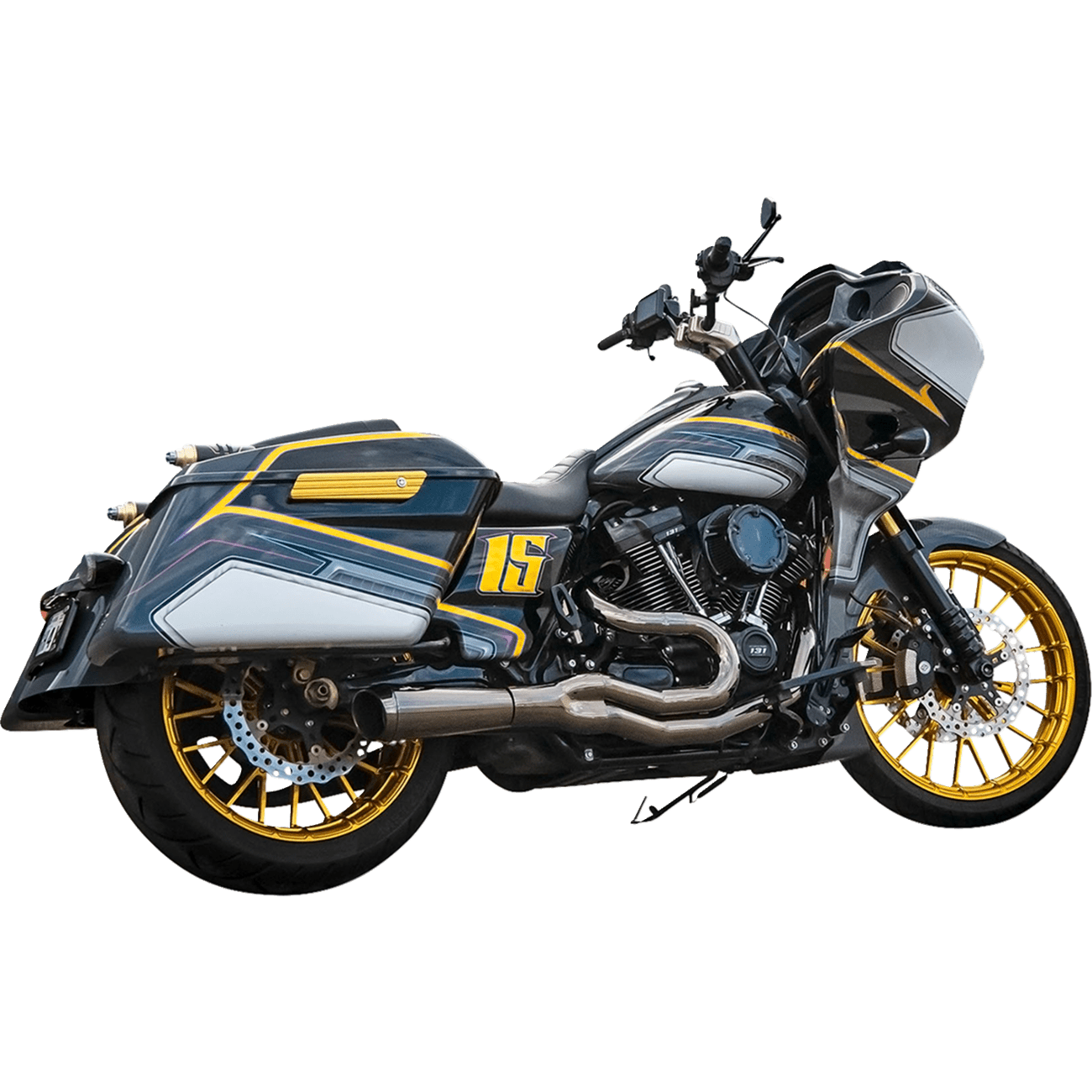 BASSANI XHAUST Road Rage II 2-into-1 Mid-Length Exhaust System Mercury Black Chrome