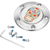 FIGURATI DESIGNS Timing Cover 5 Hole Sugar Skull Mirror Polished Stainless Steel FD30TC5HSS