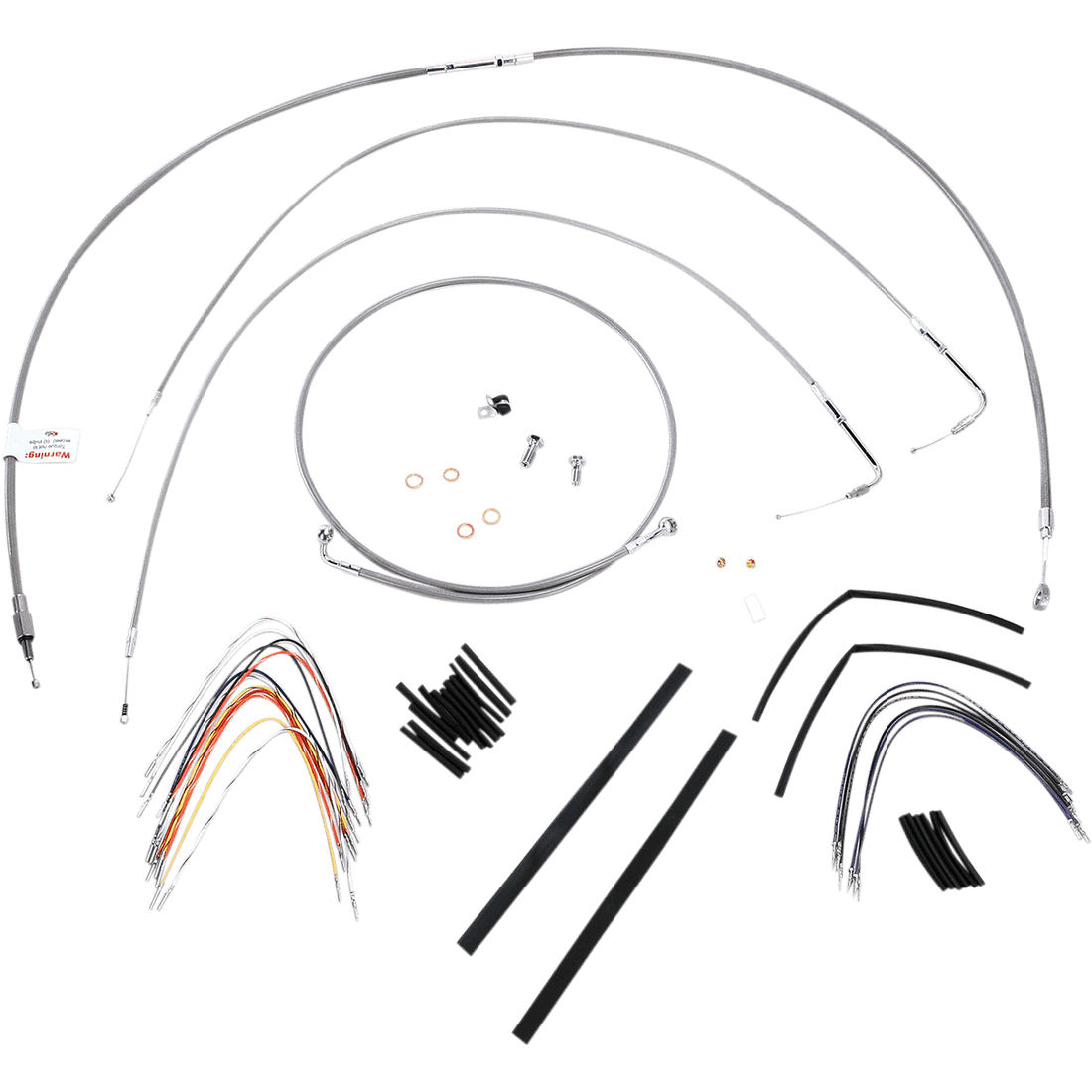 BURLY BRAND Handlebar Cable/Brake Line Kit Complete 14" Ape Hanger Handlebars Stainless Steel B301051