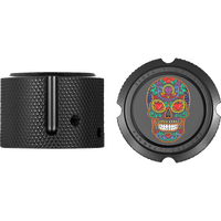 FIGURATI DESIGNS Axle Nut Cover Front Stainless Steel Sugar Skull Black FD30FACBLK