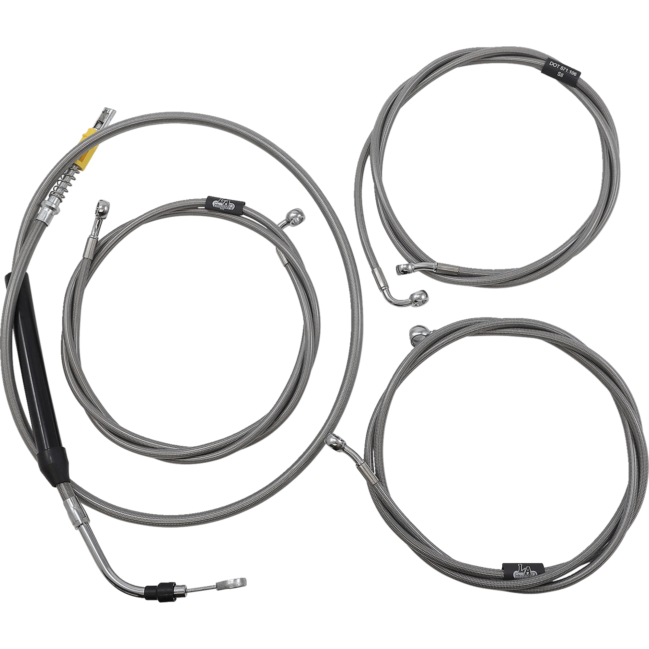 LA CHOPPERS Handlebar Cable/Brake Line Kit 15" 17" Ape Hanger Handlebars Stainless Steel LA8056KT16