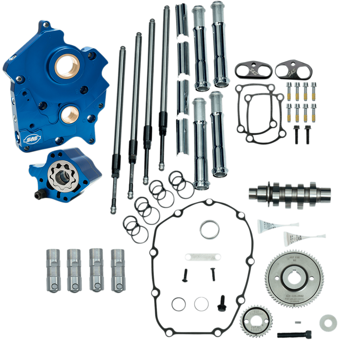 S&S CYCLE Cam Chest Kit with Plate Gear Drive Water Cooled 475 Cam Chrome Pushrods -M8 3101002A