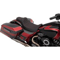 DRAG SPECIALTIES Predator III Seat Extended Double Diamond Red Stitched FL '08-'23