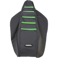 MOOSE RACING Ribbed Seat Cover Black Cover/Green Ribs Kawasaki