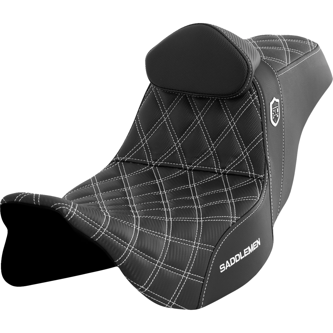 SADDLEMEN Pro Series SDC Performance Seat with Backrest White Stitch FLH/FLT '08-'23 SC80807WHIRT