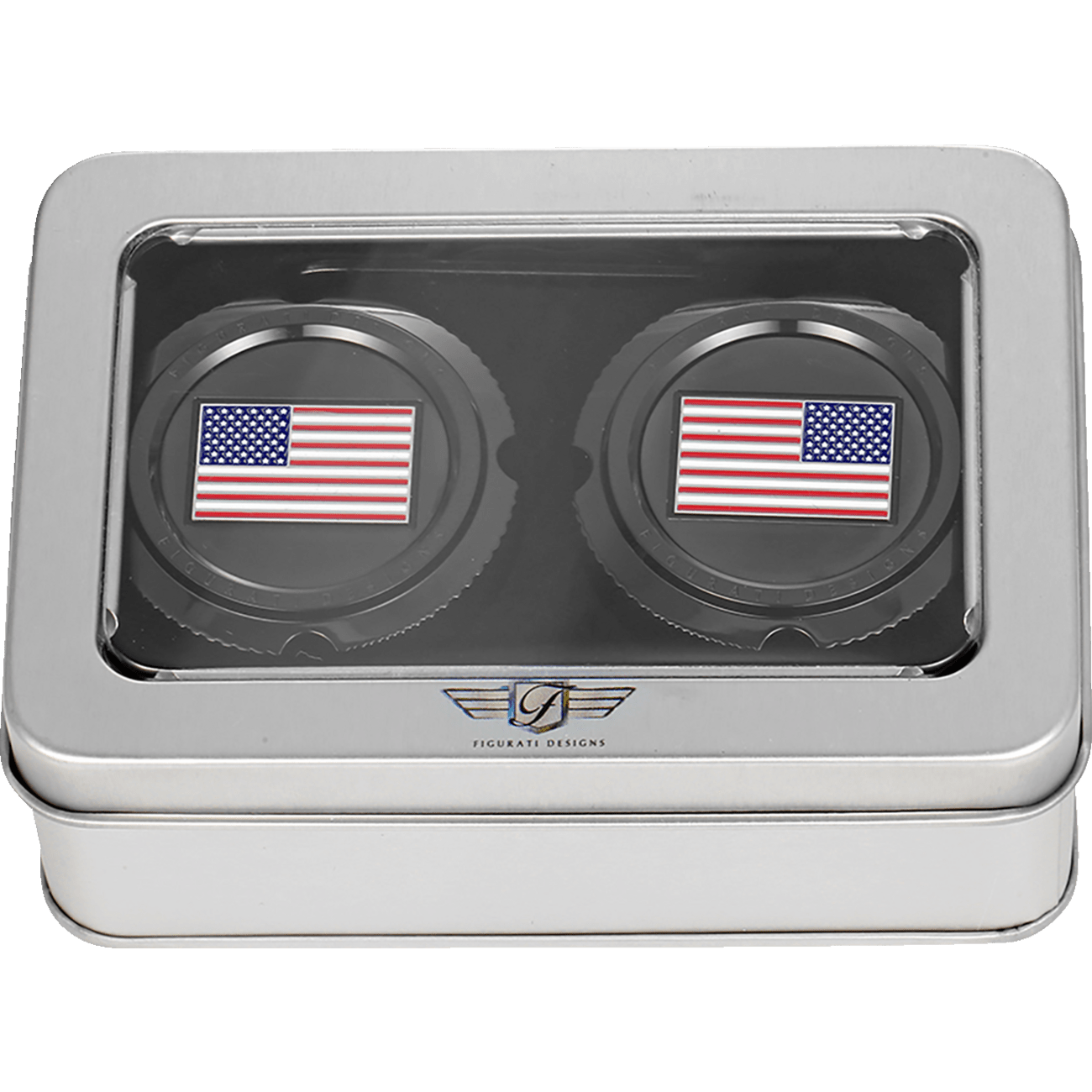 FIGURATI DESIGNS Axle Nut Cover Front Stainless Steel Red/White/Blue Flag Reversed Black FD21RFACBK