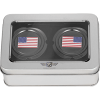 FIGURATI DESIGNS Axle Nut Cover Front Stainless Steel Red/White/Blue Flag Reversed Black FD21RFACBK