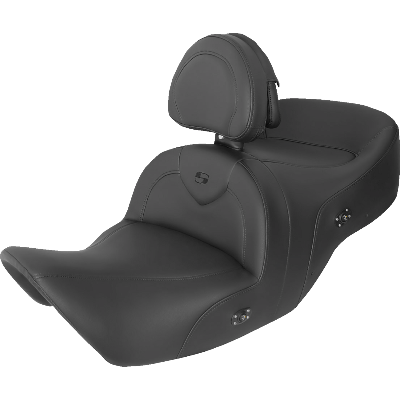 SADDLEMEN RoadSofa™ Seat with Backrest Black w/ Black Stitching Heated GL1800 '01-'10 H0107187BRHCT