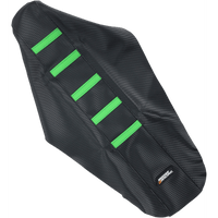 MOOSE RACING Ribbed Seat Cover Black Cover/Green Ribs Kawasaki