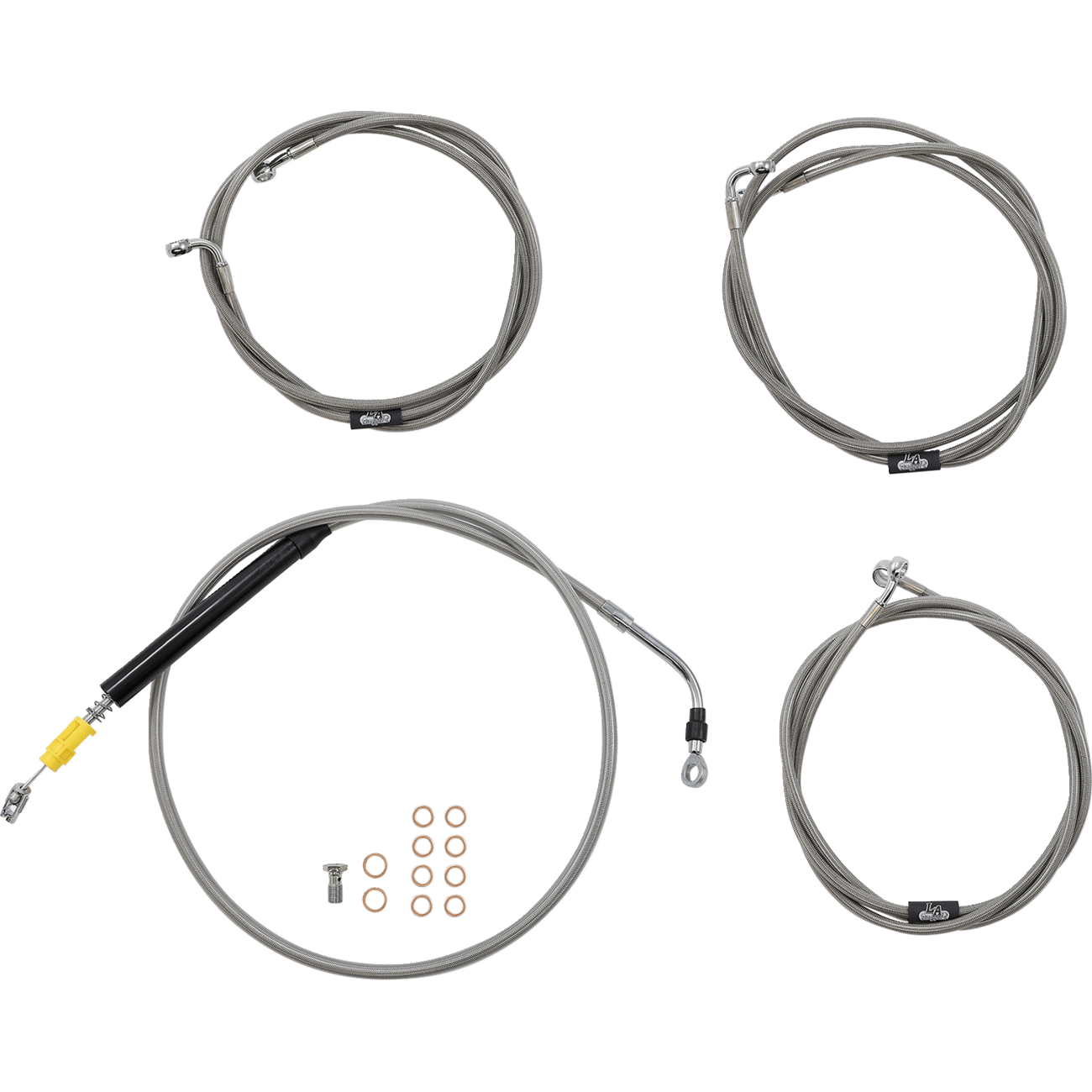 LA CHOPPERS Handlebar Cable/Brake Line Kit 18" 20" Ape Hanger Handlebars Stainless Steel LA8056KT19