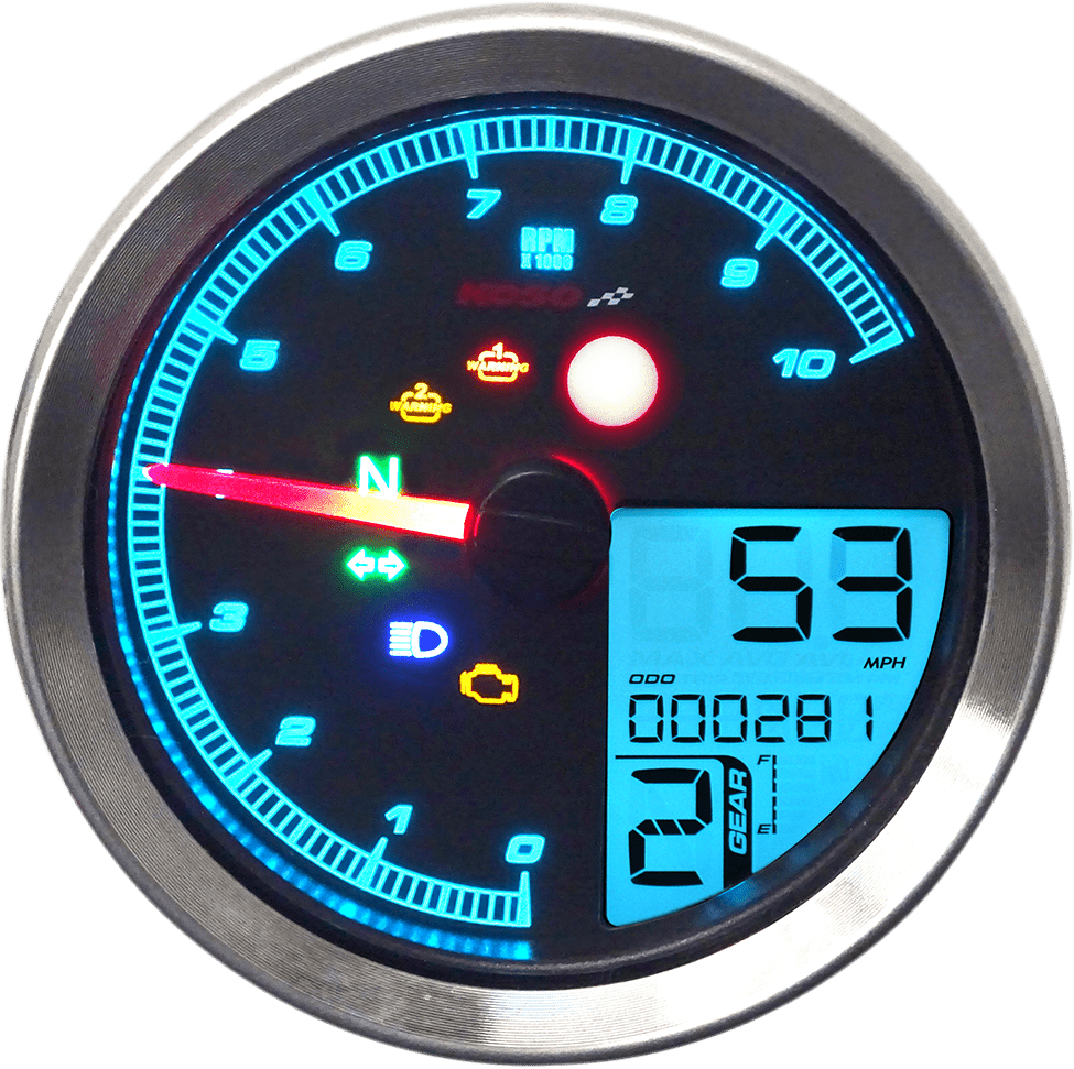 KOSO NORTH AMERICA TNT-04 Multi-Function Meter Silver Bezel 3.30" Diameter x 2.19" D BA051401