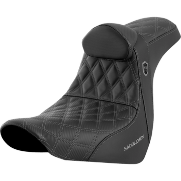 SADDLEMEN Pro Series SDC Performance Seat with Backrest Gray Stitch FL/FX '18-'23 SC81829GRERT