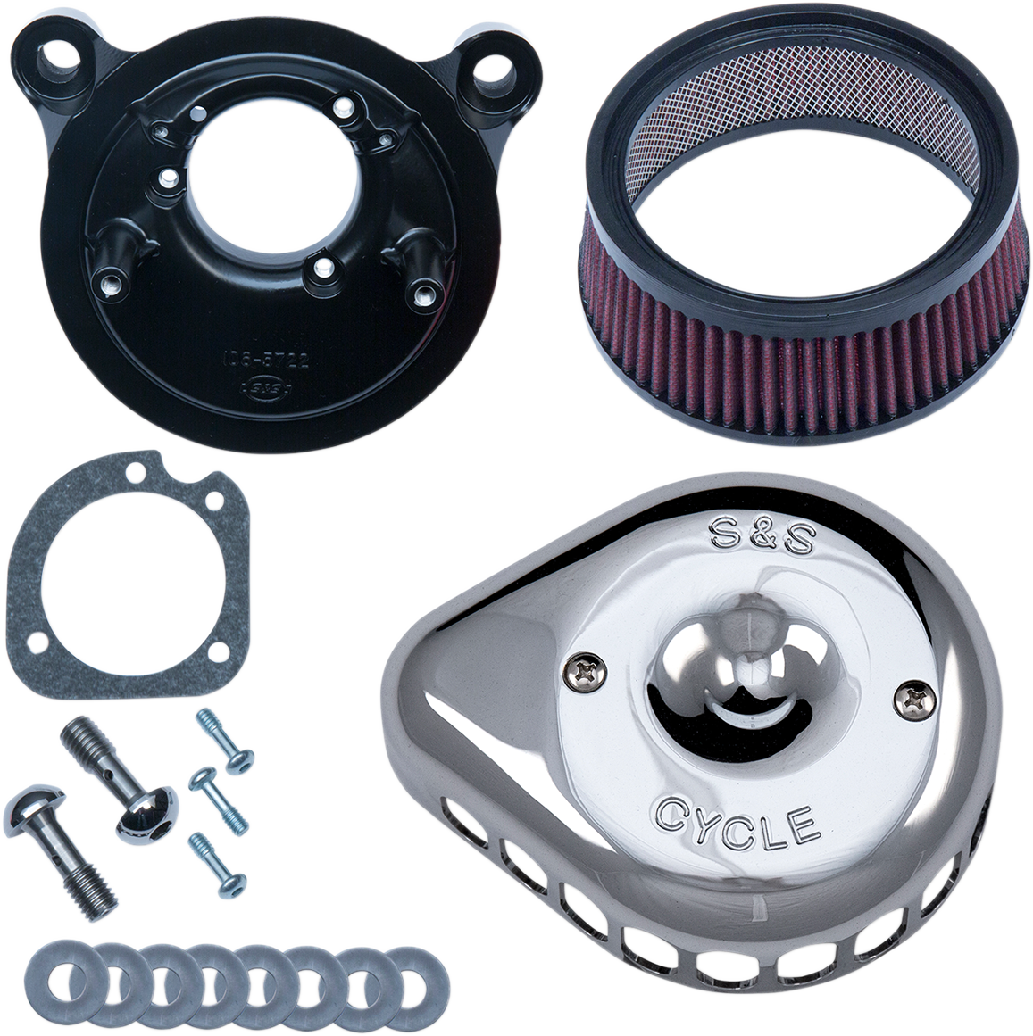 S&S CYCLE Mini Teardrop Stealth Air Cleaner Kit Chrome 1700441