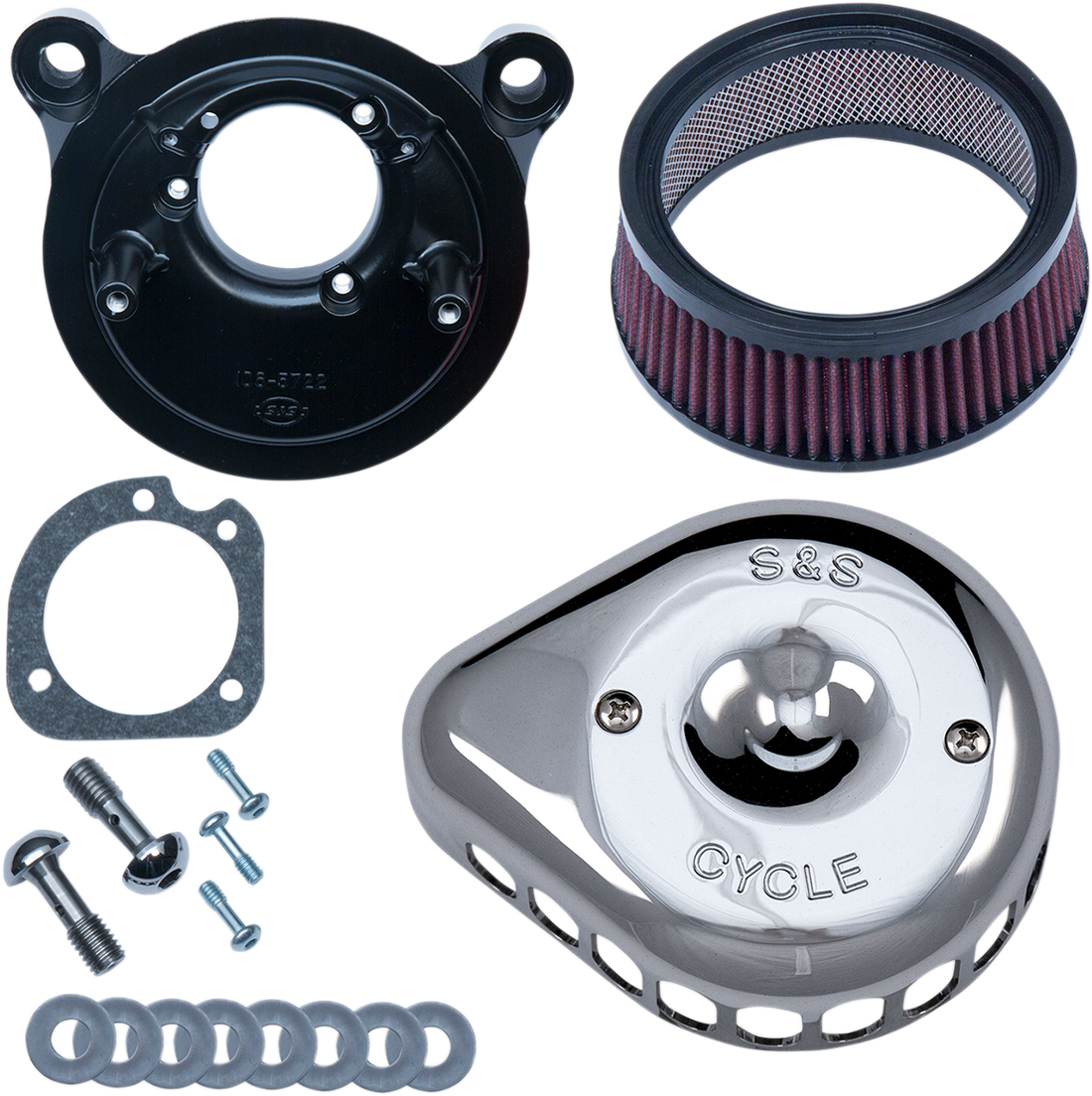 S&S CYCLE Mini Teardrop Stealth Air Cleaner Kit Chrome 1700441