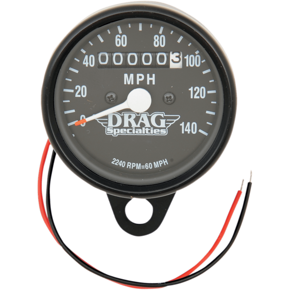 DRAG SPECIALTIES 2.4" MPH Mini LED Mechanical Speedometer/Indicators Black Housing Black Face 2240:60