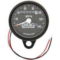 DRAG SPECIALTIES 2.4" MPH Mini LED Mechanical Speedometer/Indicators Black Housing Black Face 2240:60