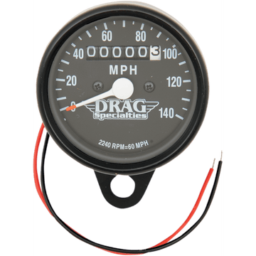 DRAG SPECIALTIES 2.4" MPH Mini LED Mechanical Speedometer/Indicators Black Housing Black Face 2240:60