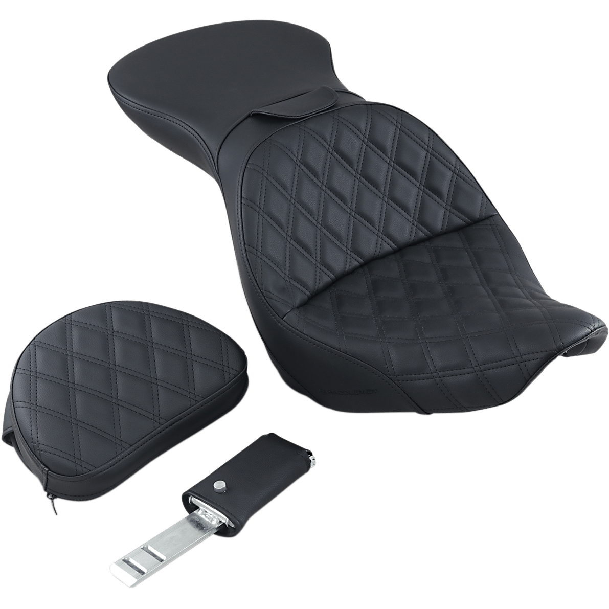 SADDLEMEN Explorer Seat With Backrest Lattice Stitched Black FXST 80612030LS