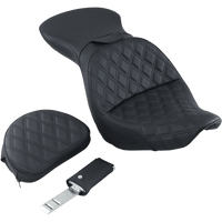 SADDLEMEN Explorer Seat With Backrest Lattice Stitched Black FXST 80612030LS