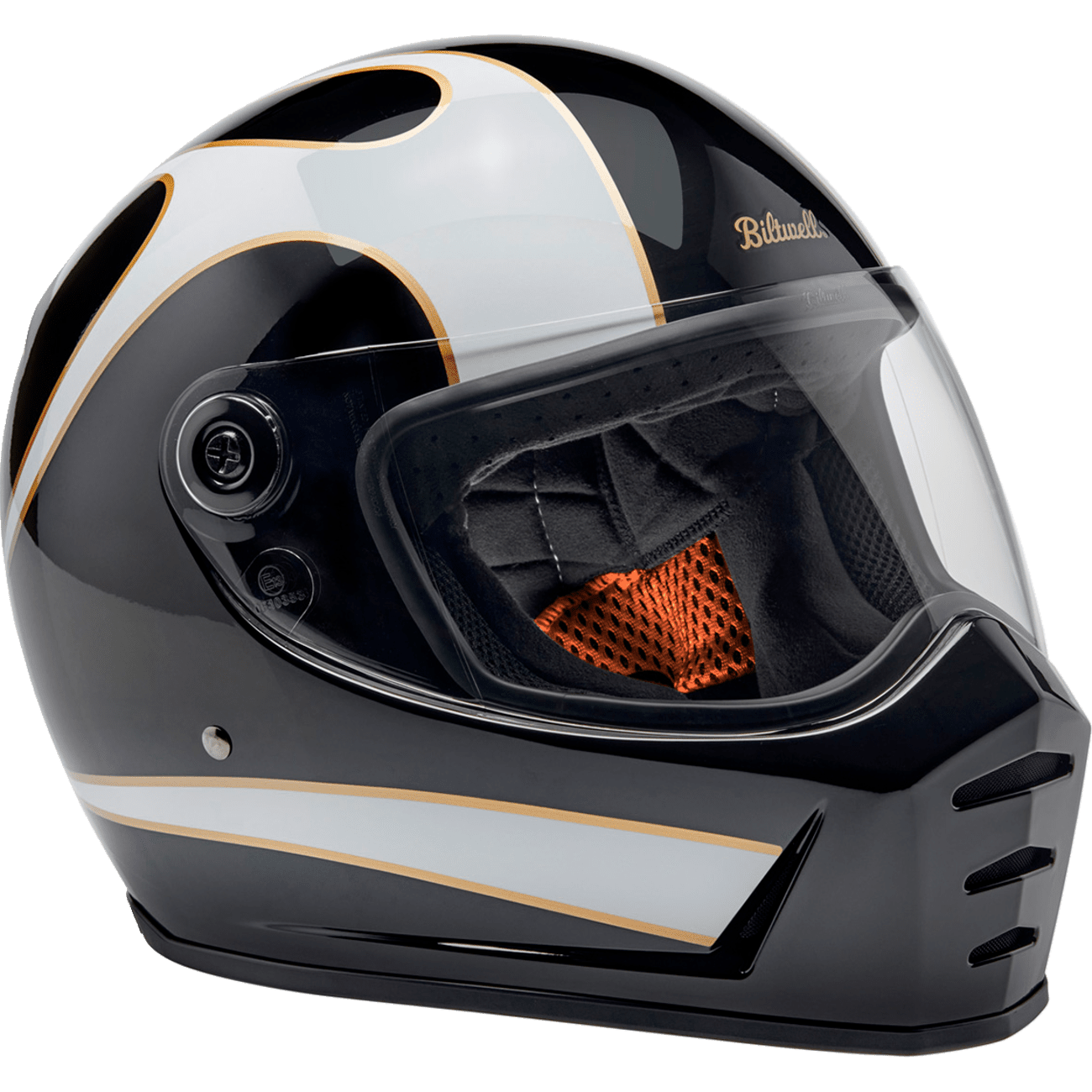 BILTWELL Lane Splitter Helmet Gloss Black/White Flames XL 1004570505