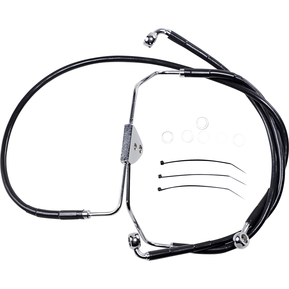 DRAG SPECIALTIES Brake Line Front Black +4"