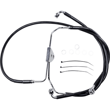 DRAG SPECIALTIES Brake Line Front Black +4"