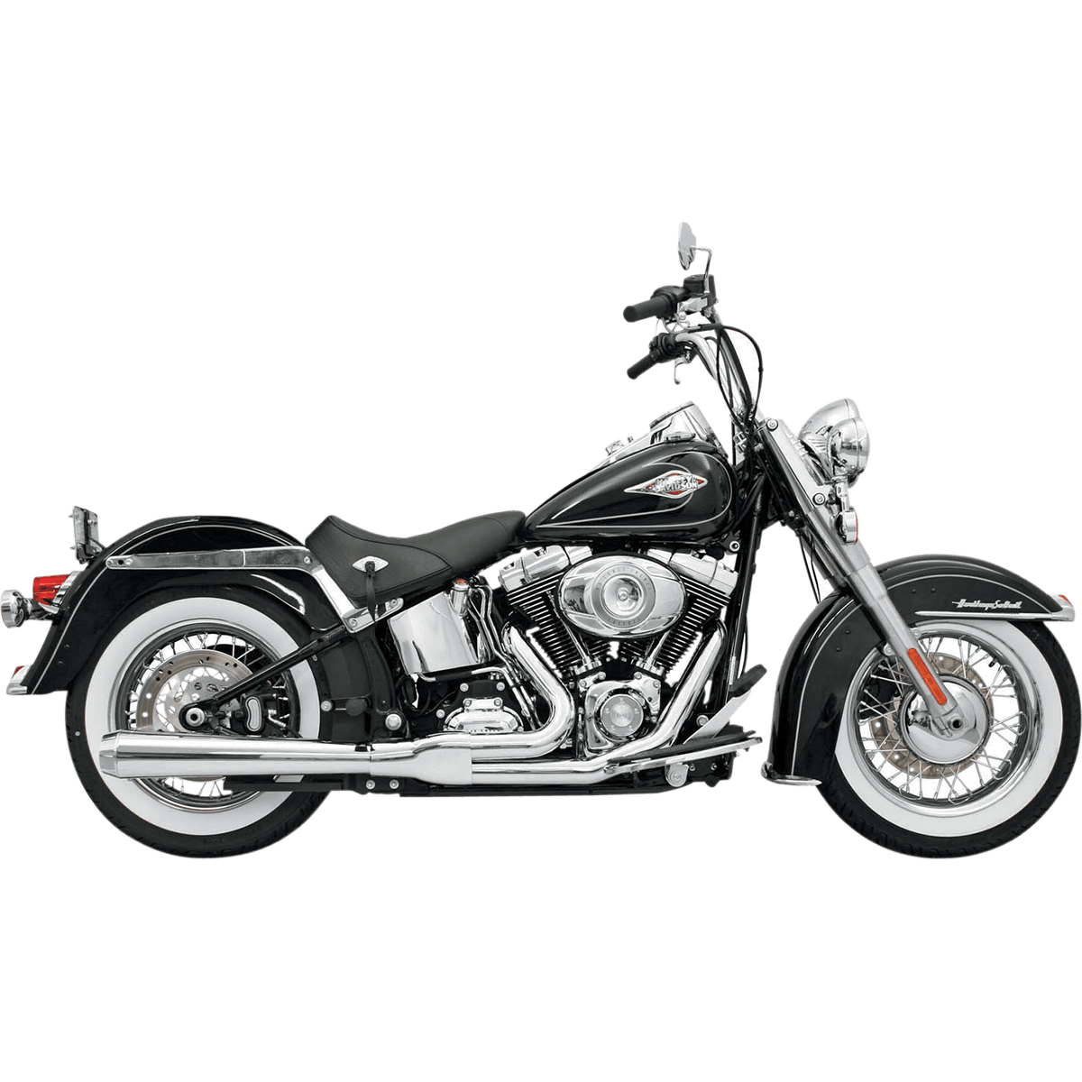 BASSANI XHAUST 2:1 Exhaust Chrome Long Softail 12111J