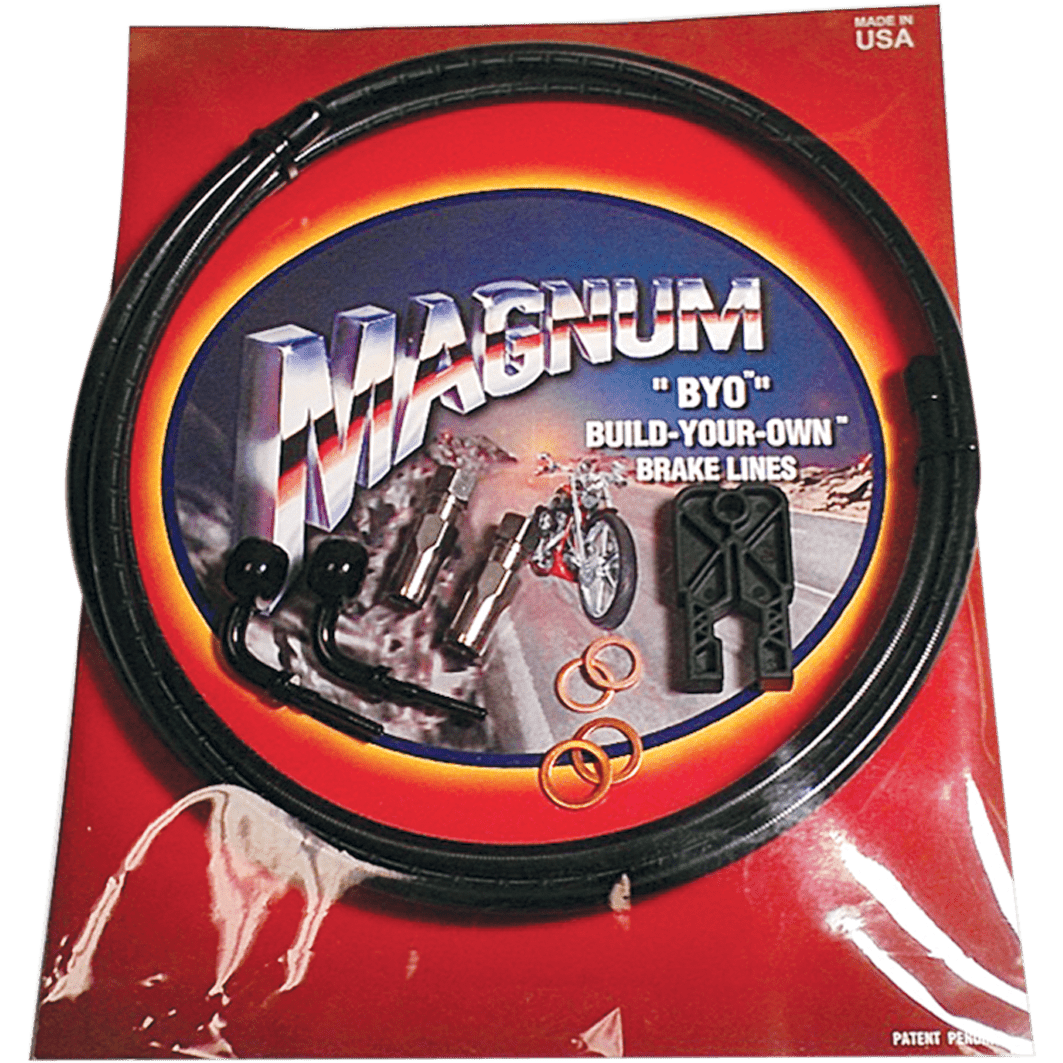 MAGNUM SHIELDING Brake Line Kit Single Disc 7/16"-Straight 6' Black Stainless Steel