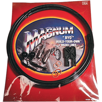 MAGNUM SHIELDING Brake Line Kit Single Disc 7/16"-Straight 6' Black Stainless Steel