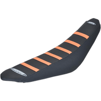 SDG 6-Ribbed Seat Cover Orange Ribs/Black Top/Black Sides