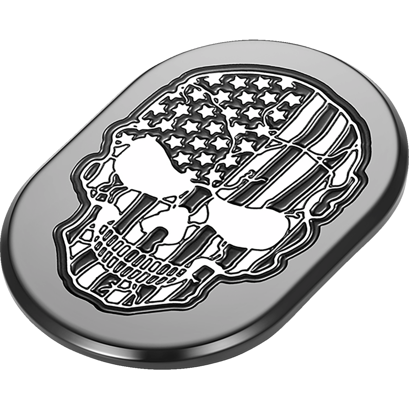 FIGURATI DESIGNS Antenna Cover Right Rear Fender Contrast Cut American Flag Skull Black