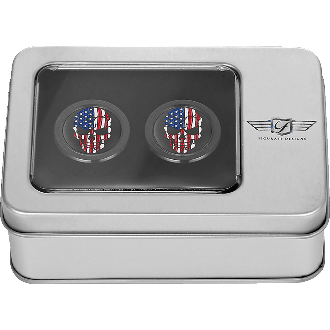 FIGURATI DESIGNS Docking Hardware Covers Red/White/Blue American Flag Skull Black FD25DC2730BK