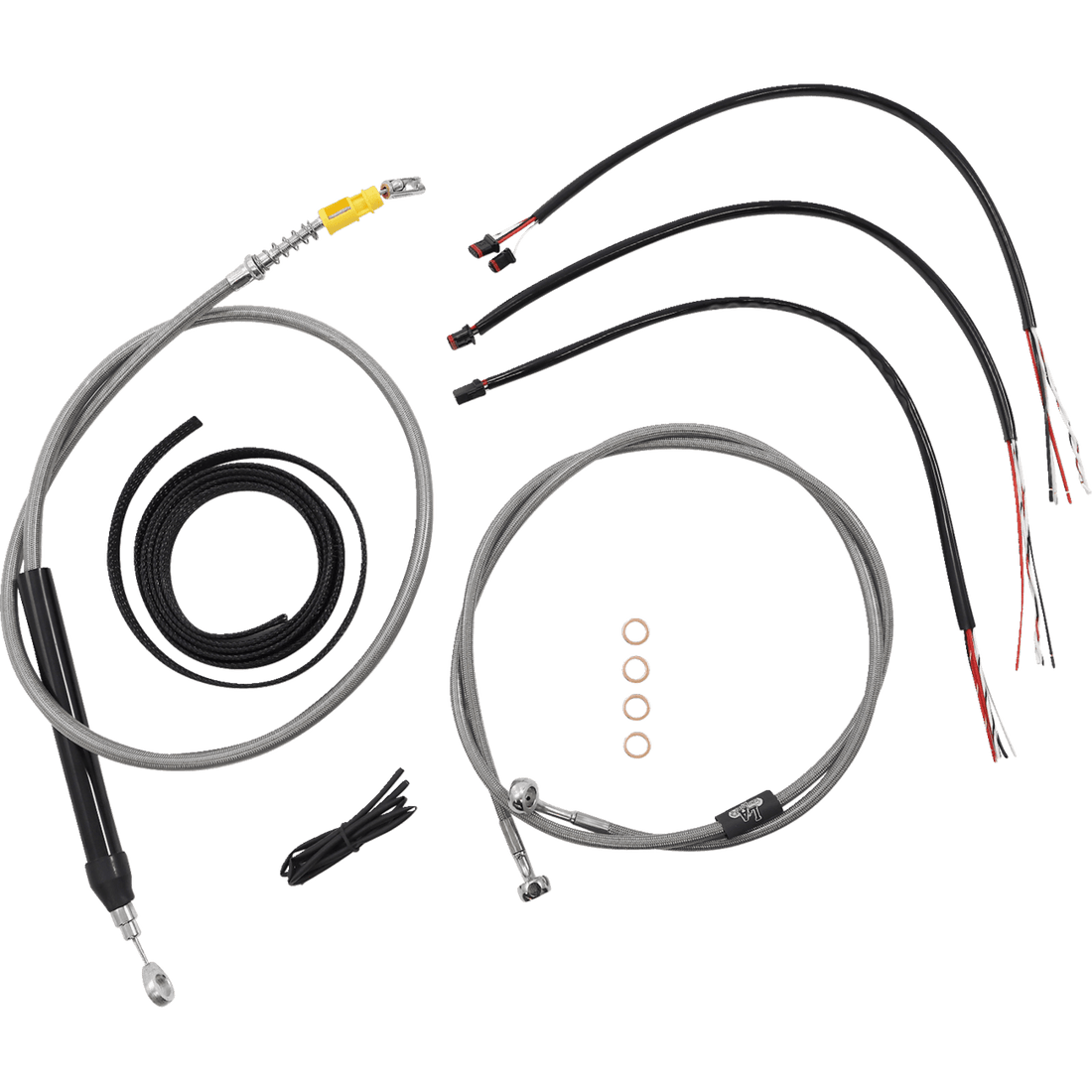 LA CHOPPERS Handlebar Cable/Brake Line Kit Quick Connect Complete 18" 20" Handlebars Stainless LA8156KT219