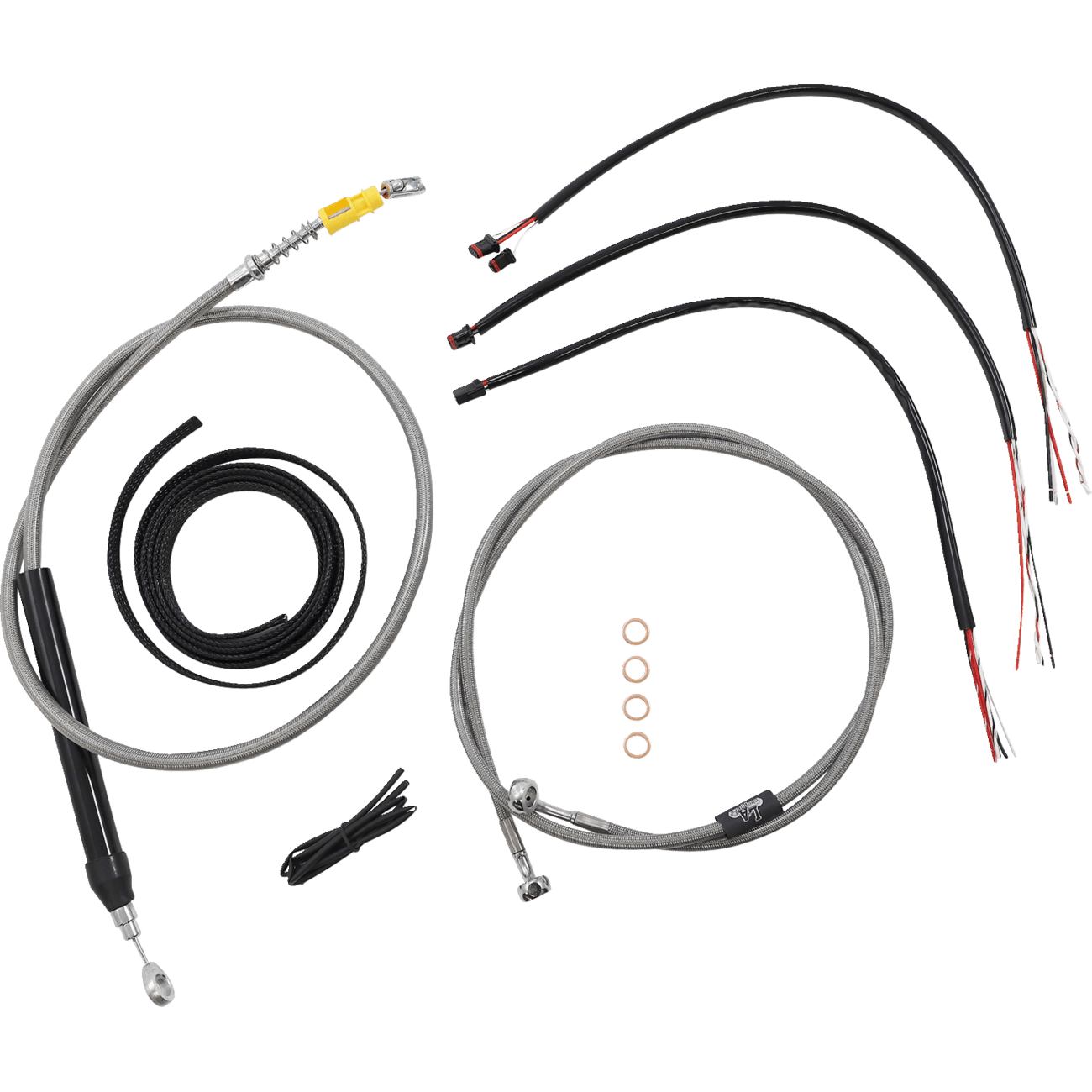 LA CHOPPERS Handlebar Cable/Brake Line Kit Quick Connect Complete 18" 20" Handlebars Stainless LA8156KT219