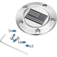 FIGURATI DESIGNS Timing Cover 5 Hole Blue Line American Flag Stainless Steel FD70TC5HSS