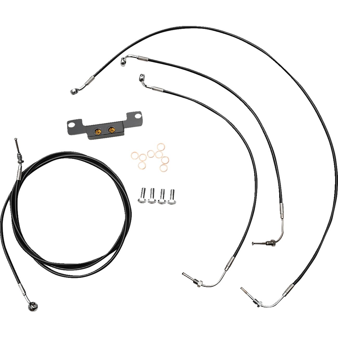 LA CHOPPERS Handlebar Cable/Brake Line Kit Stock Ape Hanger Handlebars Black Vinyl LA8056KT08B