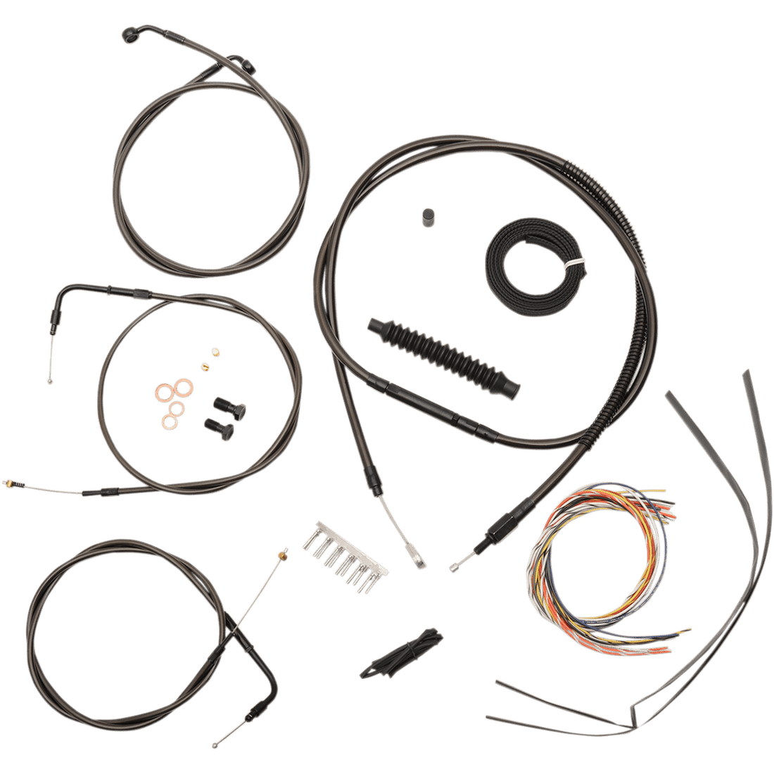 LA CHOPPERS Handlebar Cable/Brake Line Kit Complete 12" 14" Handlebars Midnight