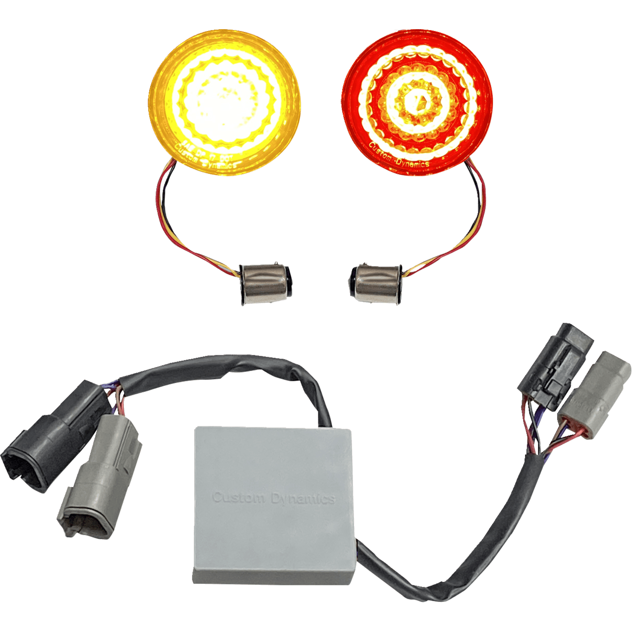 CUSTOM DYNAMICS Solid Amber Turn, Red Run/Brake w/ Brake Strobe for Softail CDSTSBRK