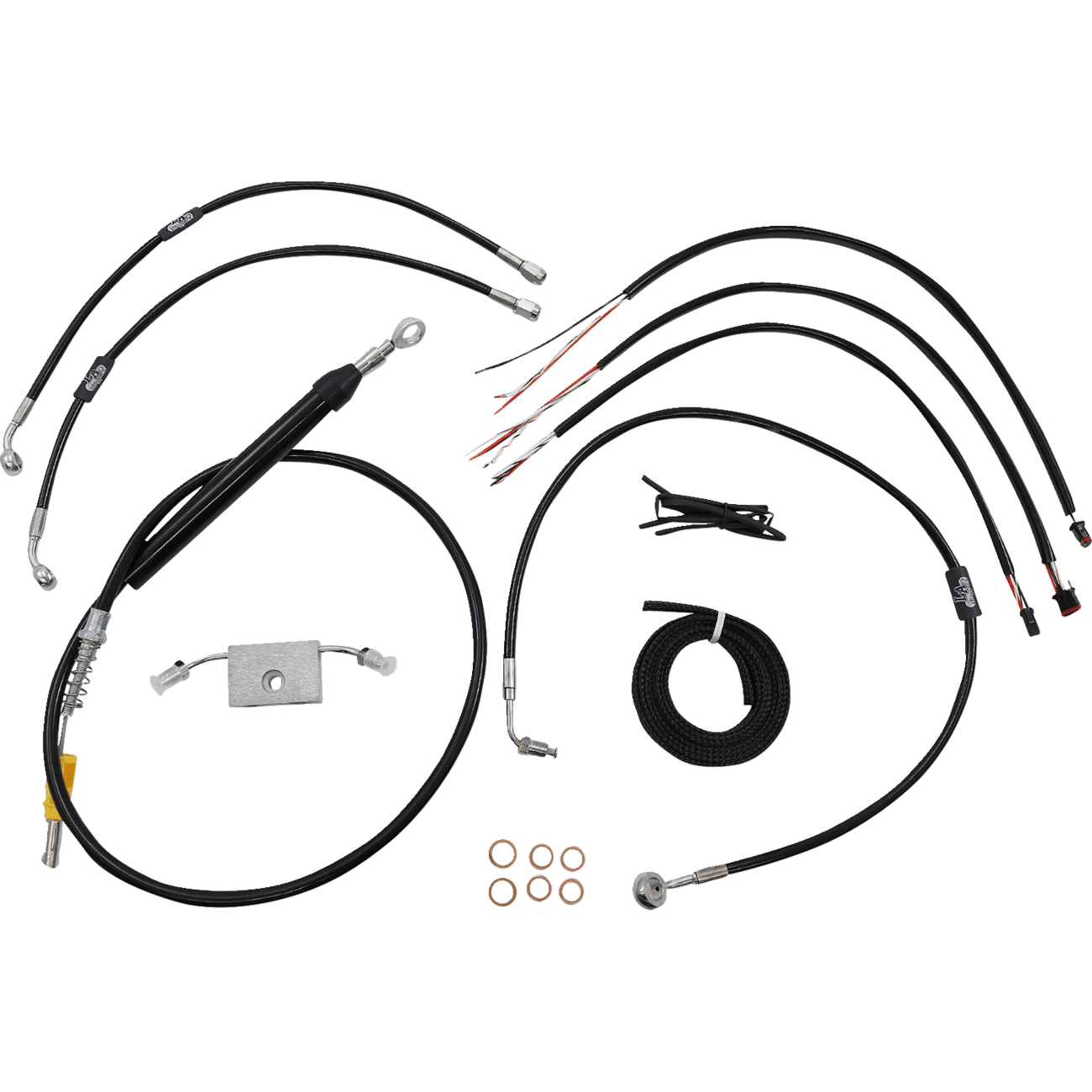 LA CHOPPERS Handlebar Cable/Brake Line Kit Quick Connect Complete 12" 14" Handlebars Black LA8157KT213B