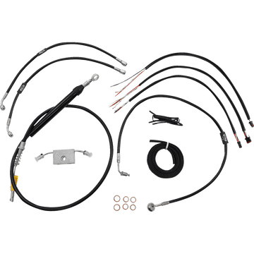 LA CHOPPERS Handlebar Cable/Brake Line Kit Quick Connect Complete 12" 14" Handlebars Black LA8157KT213B