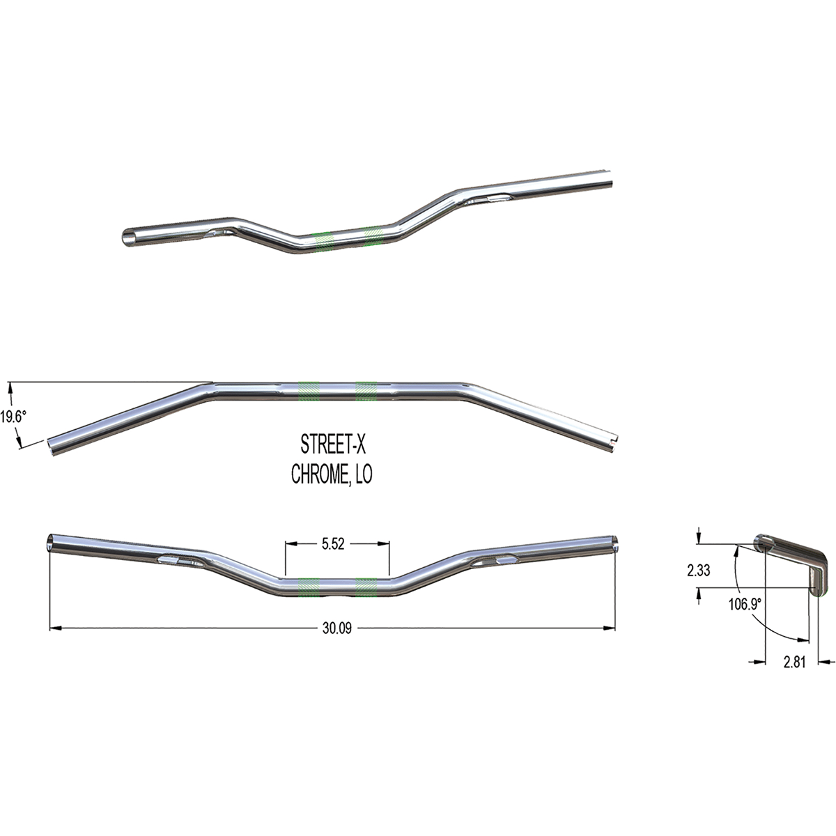 KHROME WERKS Handlebar Low Bend Chrome 300902