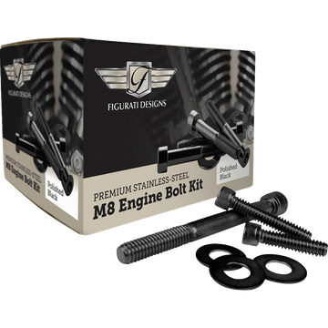 FIGURATI DESIGNS Engine Bolt Kit Black M8 FD100M8 BOLTBLK