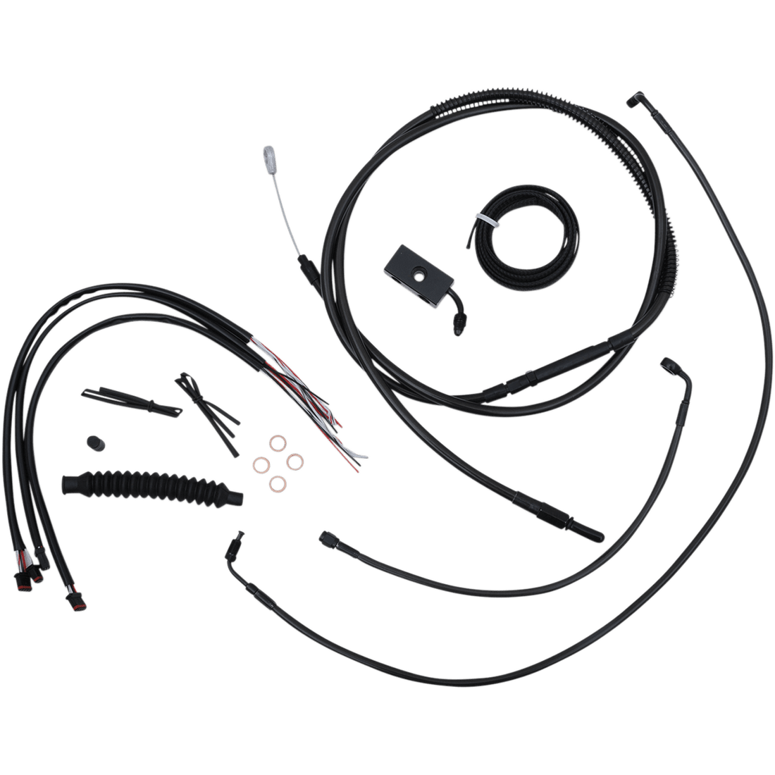 LA CHOPPERS Handlebar Cable/Brake Line Kit Complete 12" 14" Handlebars Midnight LA8152KT213M