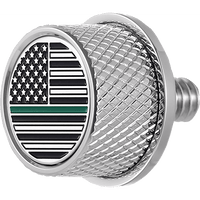 FIGURATI DESIGNS Seat Mounting Knob Stainless Steel Green Line American Flag