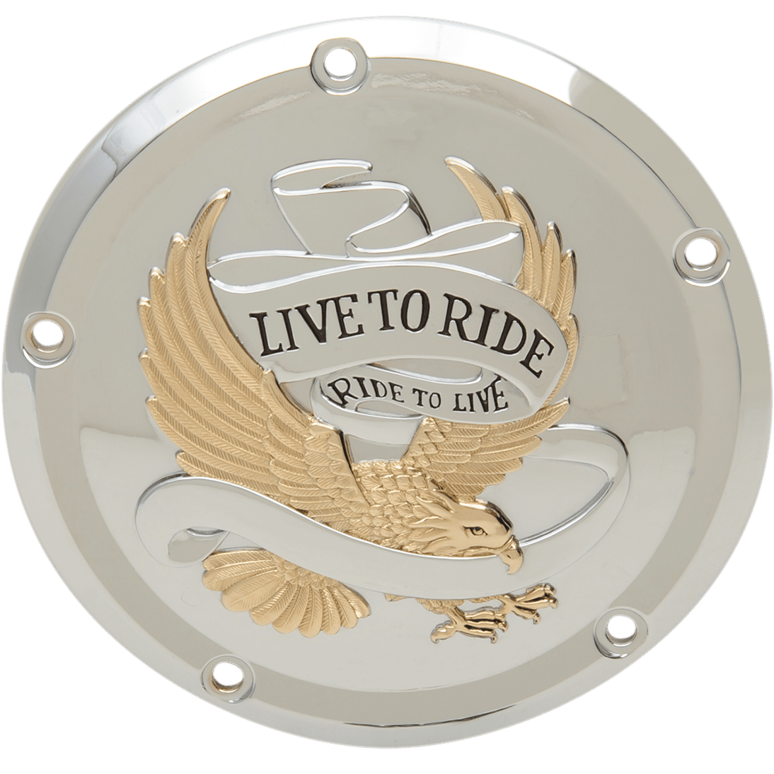 DRAG SPECIALTIES Live to Ride Derby Cover 5-Hole Gold