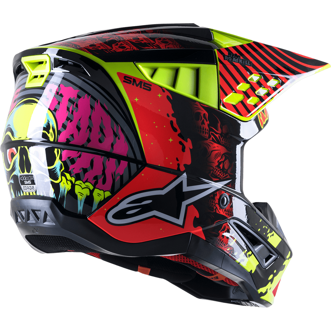 ALPINESTARS SM5 Helmet Solar Flare Gloss Black/Red/Yellow Large