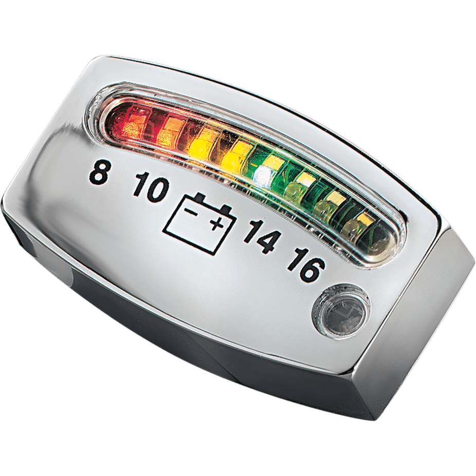 KURYAKYN LED Battery Gauge Chrome 2" x 3/4" x 3/16"